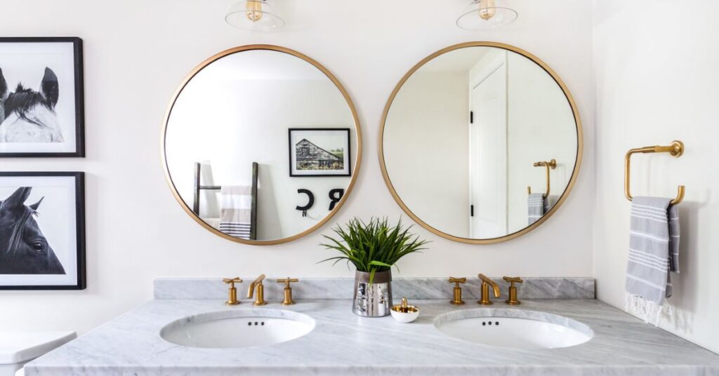 Mirror Molding – The Easy Upgrade to Boring Bathrooms. Discover how simple and affordable it is to transform a plain bathroom mirror with stylish molding frames for a quick makeover.